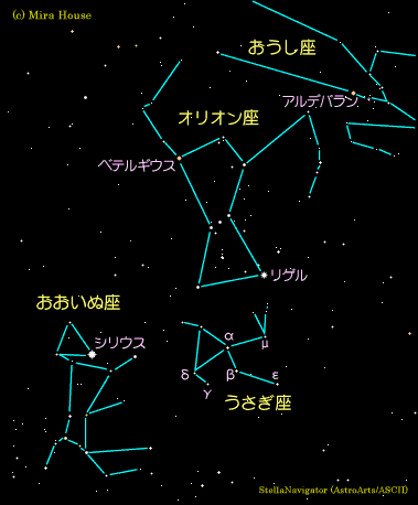 うさぎ座周辺の星図