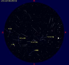 ペルセウス座流星群の星図