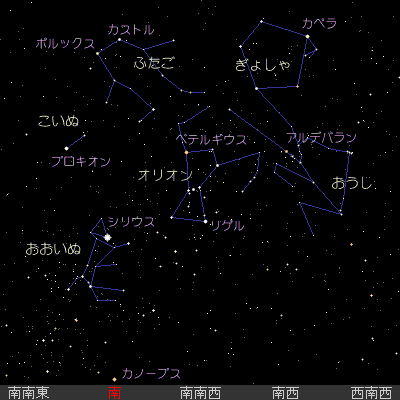 冬の星座の星図