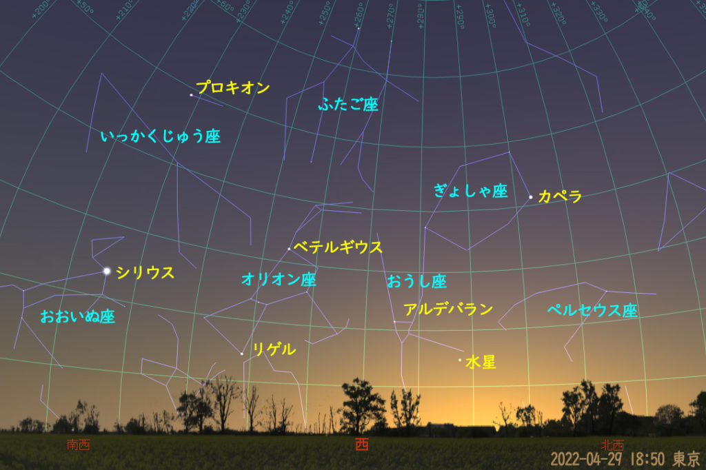 水星の東方最大離角（2022-04-29）