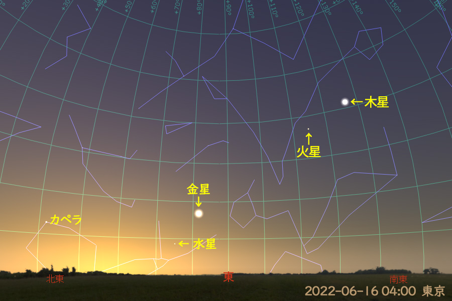 水星の西方最大離角（2022-06-16）