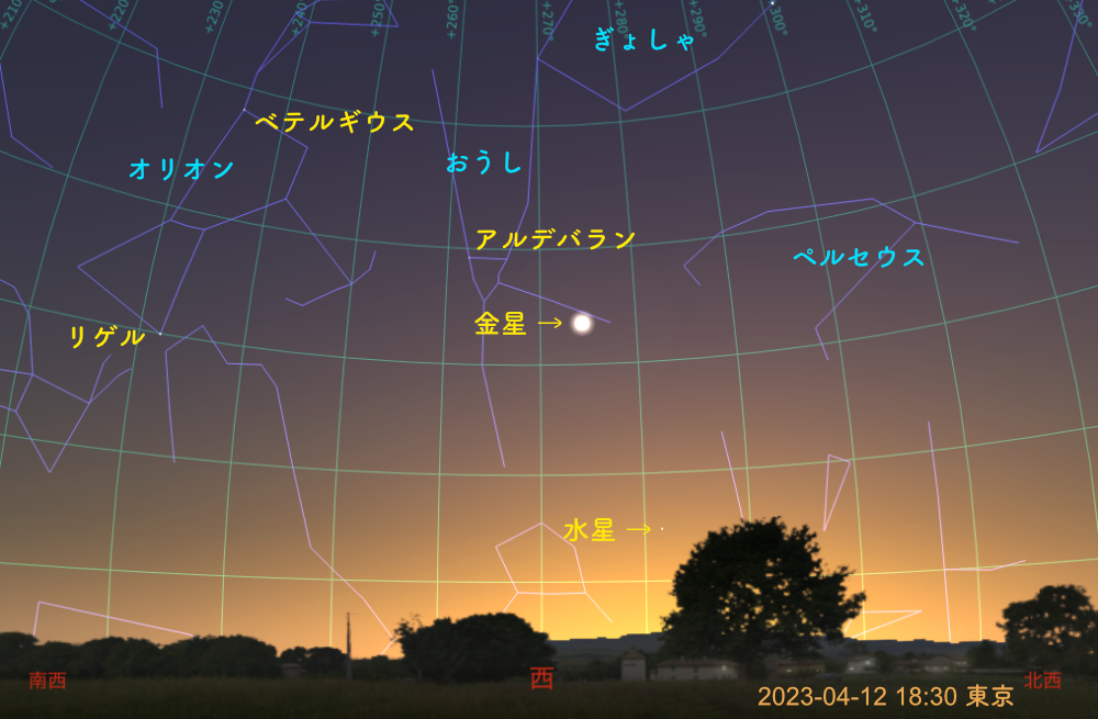 2023年4月12日 18時30分　水星と金星