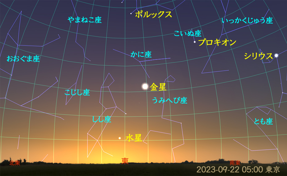 水星の西方最大離角（2023-09-22）