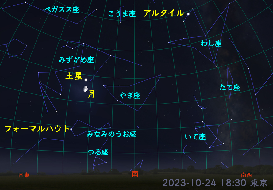 土星と月の合（2023-10-24 18:30）